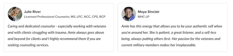 Professional Endorsements for Amie's approach to Schema Therapy